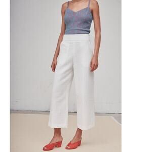 Rachel Comey Essence Pants Size 8 Wide Leg Cropped Italian Foam Jacquard White